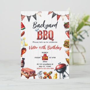 Backyard BBQ Party Barbecue Birthday Invitation