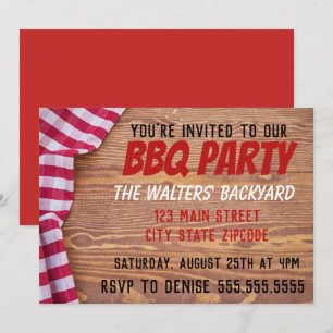Backyard BBQ Party Picnic Table Invitation