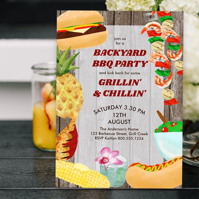 Backyard BBQ Party Rustic Chillin and Grilling Invitation (Creator Uploaded)