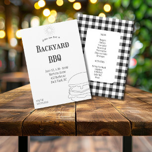 Backyard BBQ Party Rustic Plaid Barbecue Invitation