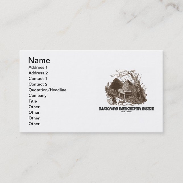Backyard Beekeeper Inside (Beehive In Garden) Business Card (Front)