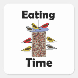 Backyard Bird Feeder Eating Time Bird Lover Square Sticker