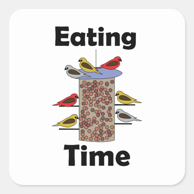 Backyard Bird Feeder Eating Time Bird Lover Square Sticker (Front)