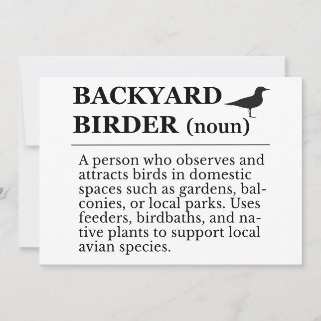 Backyard Birder Definition - Garden Birdwatching Invitation (Front)