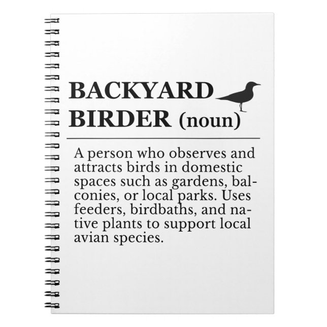 Backyard Birder Definition - Garden Birdwatching Notebook (Front)