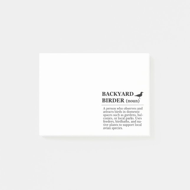 Backyard Birder Definition - Garden Birdwatching Post-it Notes (Front)