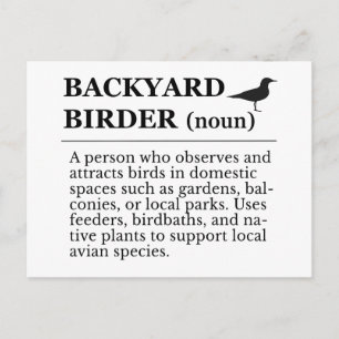 Backyard Birder Definition - Garden Birdwatching Postcard