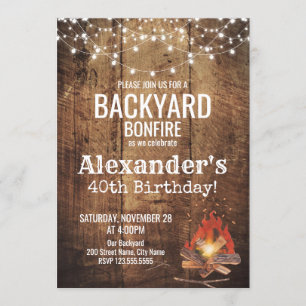 Backyard Bonfire Birthday Invitation