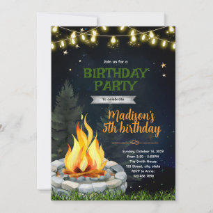 Backyard bonfire camp Party Invitation