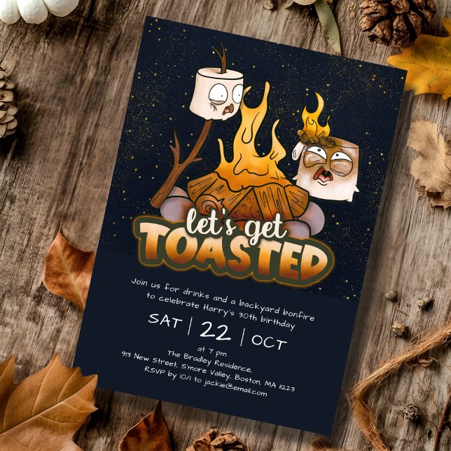 Backyard Bonfire Let's Get Toasted Birthday Invitation (Creator Uploaded)