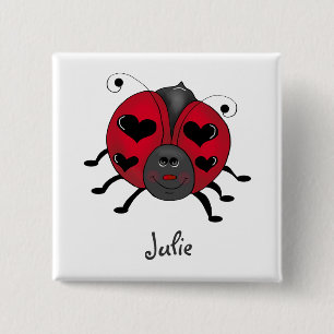 Backyard Buggies · Smiling Ladybug 15 Cm Square Badge