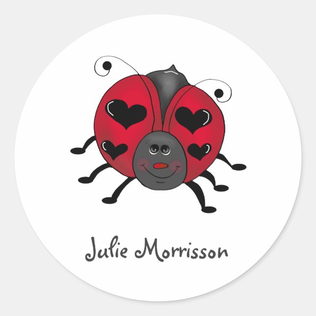 Backyard Buggies · Smiling Ladybug Classic Round Sticker (Front)