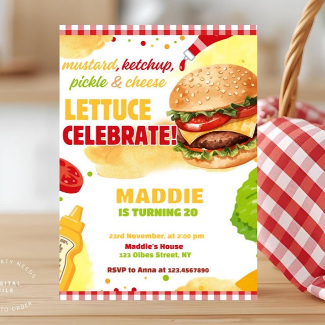 Backyard Burger Party Gingham Chillin and Grilling Invitation ( backyard burger party, bbq party invitation, burger birthday party invite,summer family annual barb)