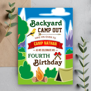 Backyard Camp Out   Camping Birthday Party Invite