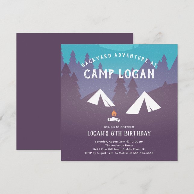 Backyard Camping Birthday Invitation (Front/Back)
