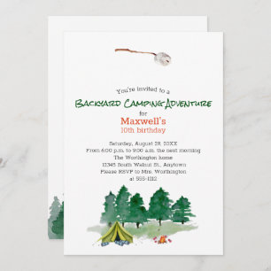 Backyard Camping Birthday Party Invitation