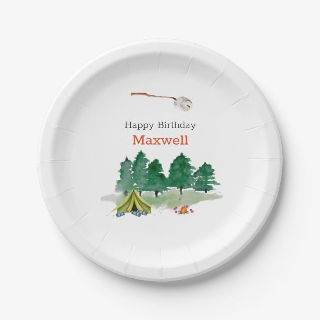 Backyard Camping Birthday Party Paper Plate (Front)