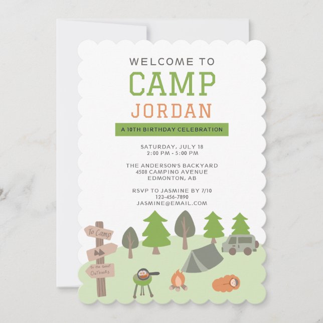 Backyard Camping Birthday Party Smores Outdoors Invitation (Front)