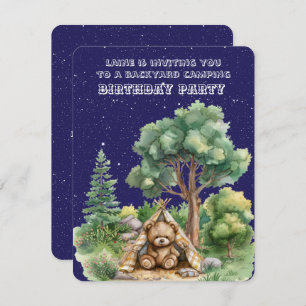 Backyard Camping Birthday Party Young Boy Holiday Card