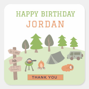 Backyard Camping Birthday Under the Stars Outdoors Square Sticker