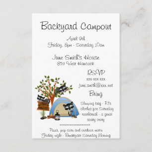 Backyard Campout With Racoon Invitation