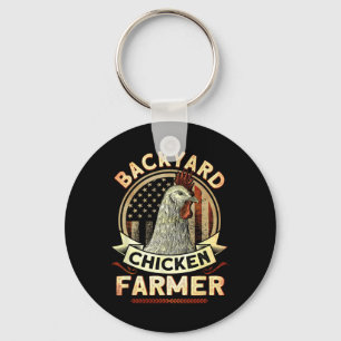 Backyard Chicken Farmer 4th Of July Usa Flag Key Ring