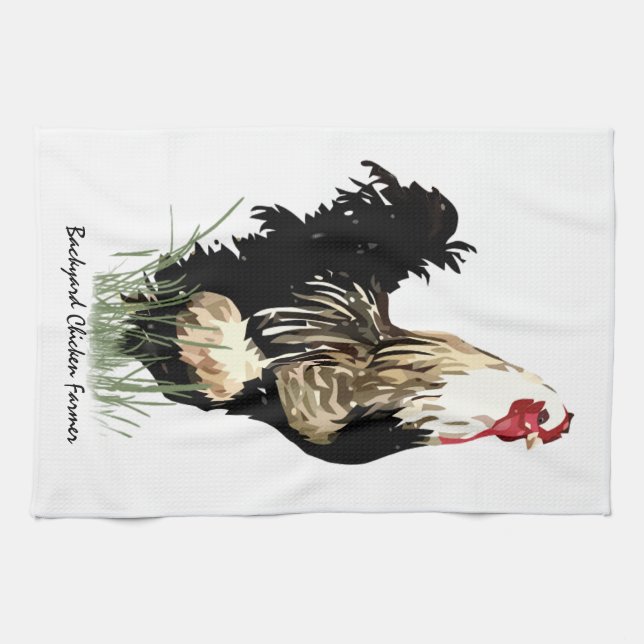 Backyard Chicken Farmer with Rooster Design Tea Towel (Horizontal)