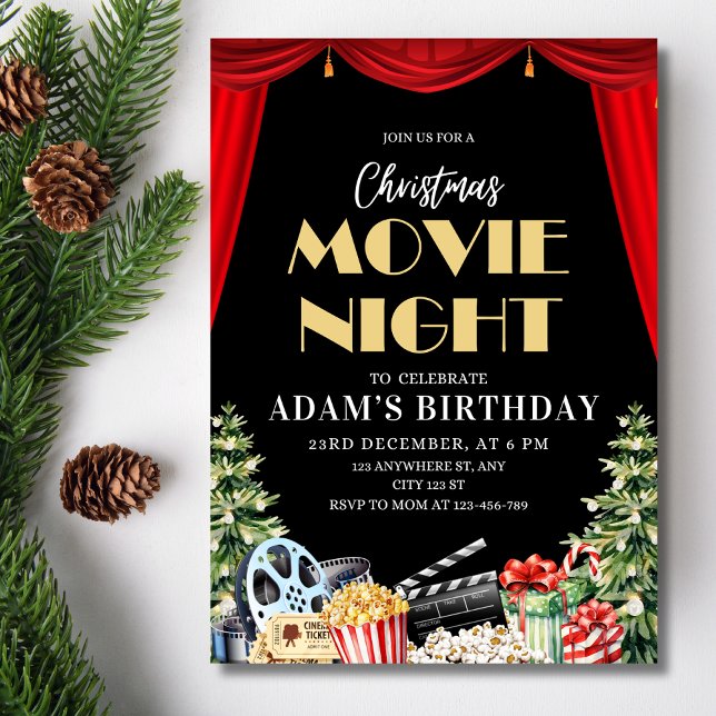 Backyard Christmas Movie Night Birthday Party  Invitation (Creator Uploaded)