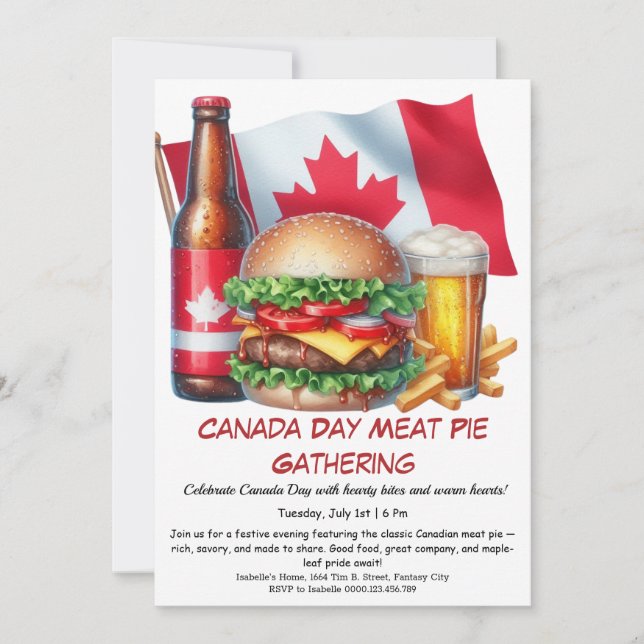 Backyard Cookout with Burgers & Beers | Canada Day Invitation (Front)