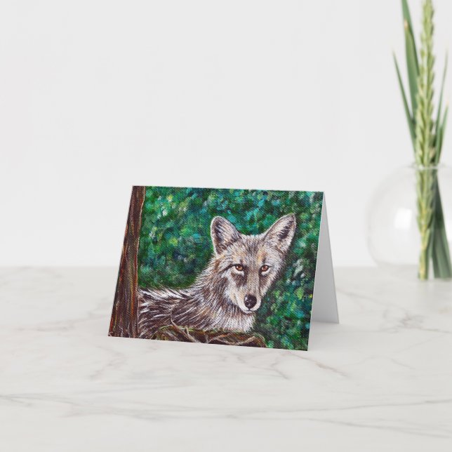 Backyard Coyote Painting Card (Front)