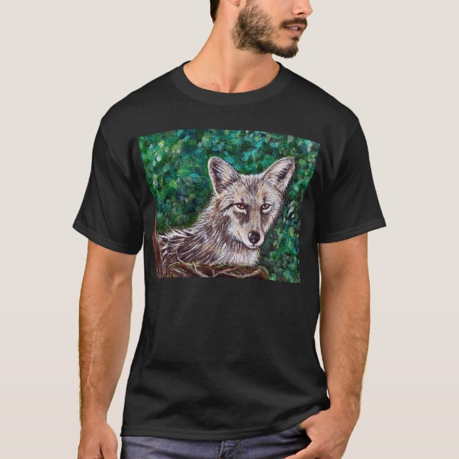 Backyard Coyote Painting T-Shirt (Front)
