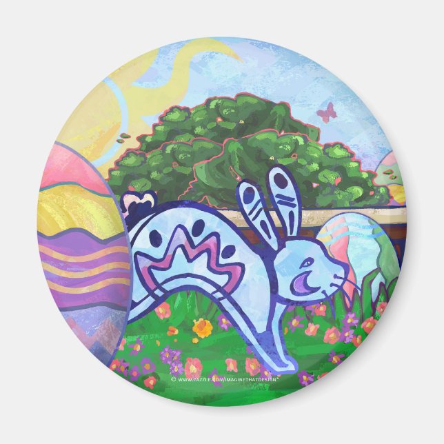 Backyard Easter Egg Hunt Round Magnet (Front)