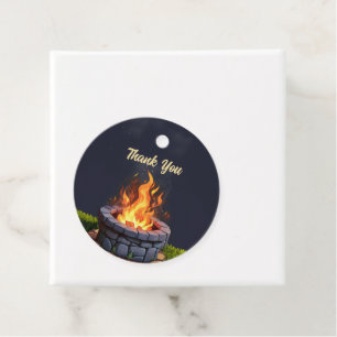Backyard Fire Pit Bonfire Cookout, Birthday BBQ Favour Tags