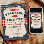 Backyard Fish Fry 30th Birthday Invitation<br><div class="desc">Introducing our charming Backyard Fish Fry Birthday Invitation! Crafted with rustic wood elements, this invitation exudes a cosy, rustic country vibe perfect for celebrating under the open sky. The classic combination of red, white, and blue adds a touch of Americana flair, setting the stage for a festive gathering. Whether it's...</div>