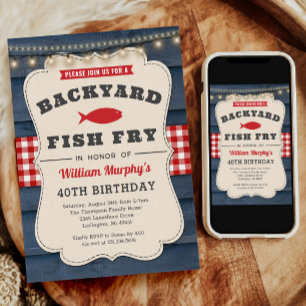 Backyard Fish Fry 40th Birthday Invitation