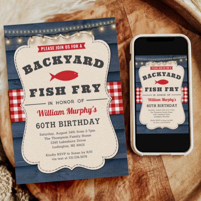 Backyard Fish Fry 60th Birthday Invitation (Backyard Fish Fry 60th Birthday Invitation)
