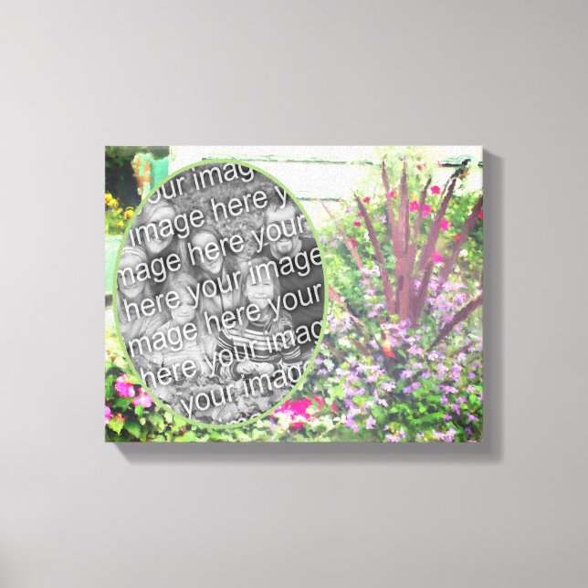 Backyard Flower Garden Painting Add Your Own Photo Canvas Print (Front)