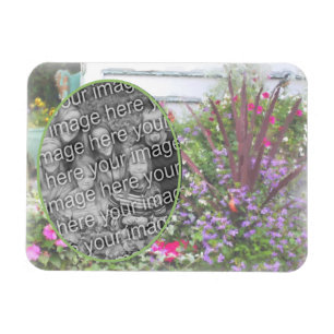 Backyard Flower Garden Painting Add Your Photo Magnet