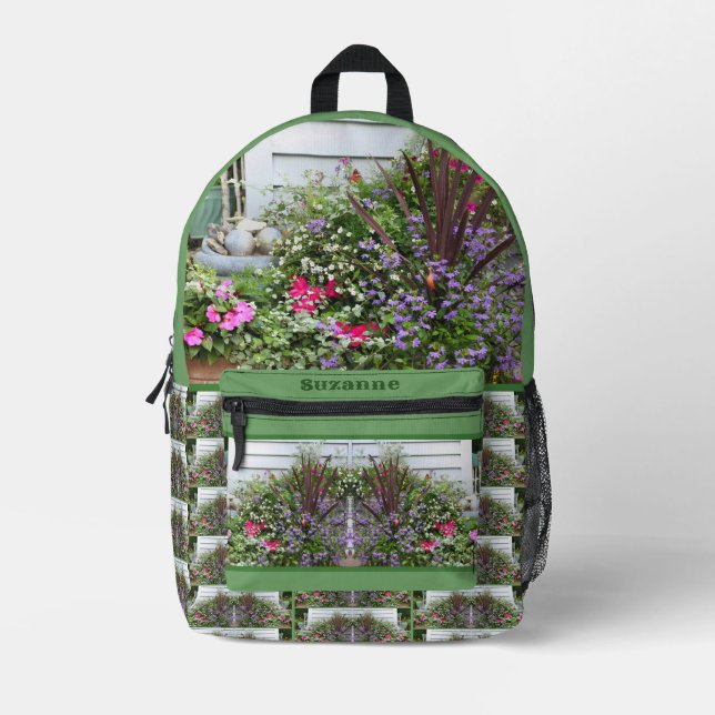 Backyard Flower Garden Personalised Printed Backpack (Front)
