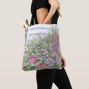 Backyard Flower Garden Watercolor Painting  Tote Bag