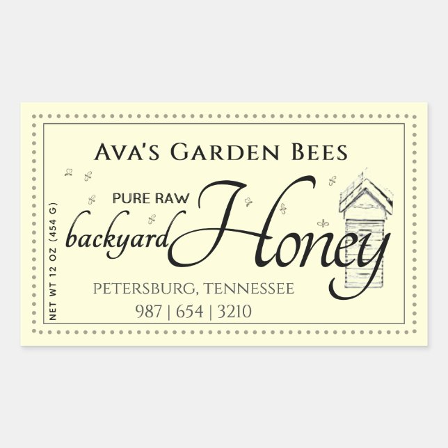Backyard Gardens Little Bees Honey Label  (Front)