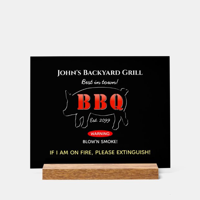Backyard Grill Master Grilling BBQ Acrylic Sign (Front)