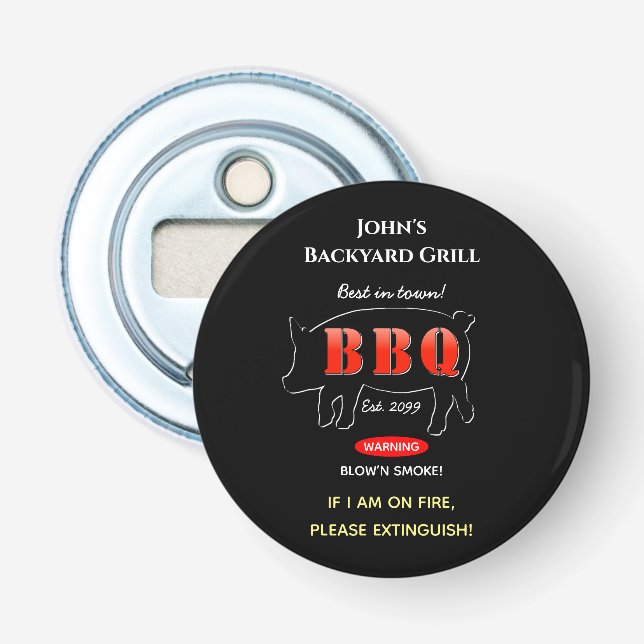 Backyard Grill Master Grilling BBQ Cook Magnet Bottle Opener (Front)
