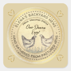 Backyard Hens Dozen Eggs Gold Grunge Label