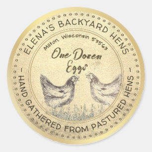 Backyard Hens Dozen Eggs Gold Grunge Label