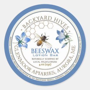 Backyard Hive Lotion Bar Local Flowers and Bee Classic Round Sticker
