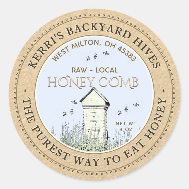 Backyard Hive Pure Raw Local Honeycomb Label  (Front)