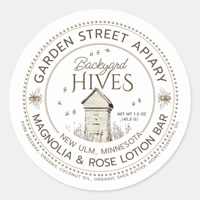Backyard Hives Beeswax LOTION BAR LABEL (Front)