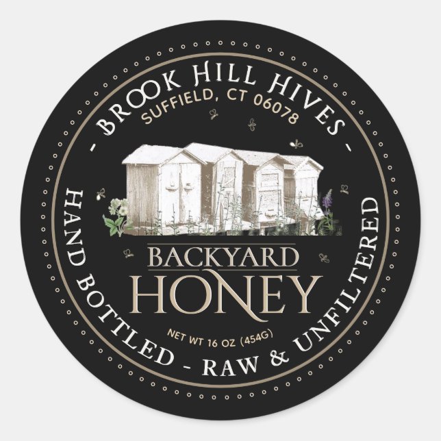 Backyard Hives Honey Label Hand Bottled Raw (Front)