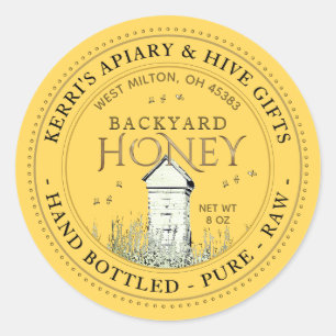 Backyard Hives Honey Label Hand Bottled Raw